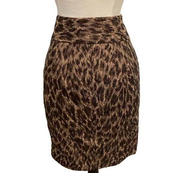 Adrienne Vittadini Studio Leopard Metallic Lined Skirt 6 - Picture 3 of 8